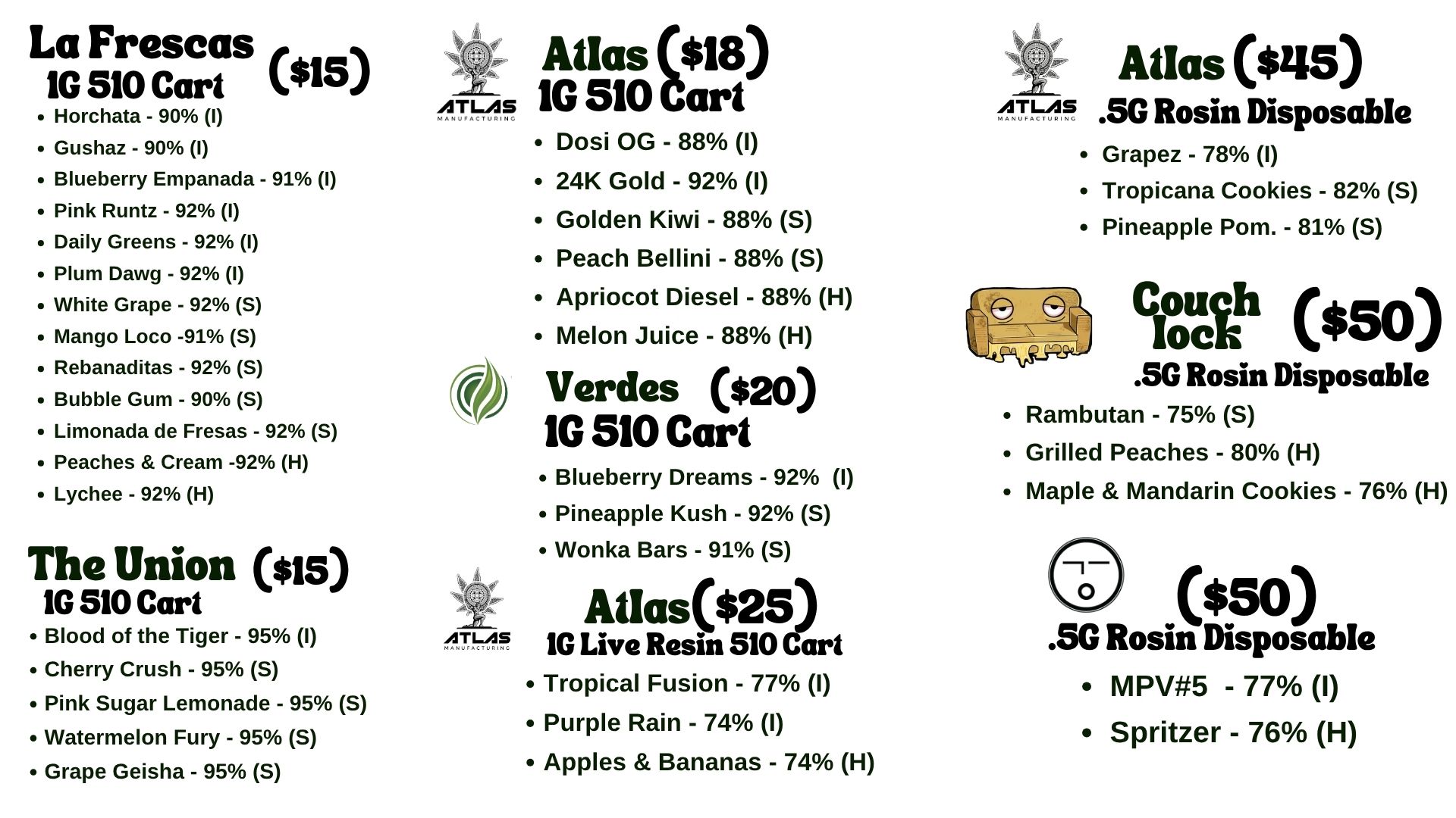 NM HyLyfe cartridge and disposable vape menu, page 1